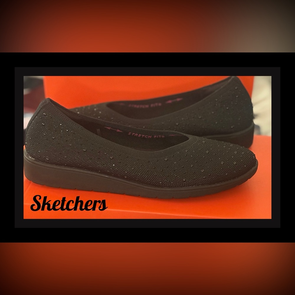 Skechers Women's Black Sparkle Flats